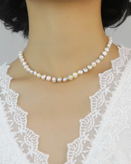 Simple Color Freshwater Pearl Choker Necklace