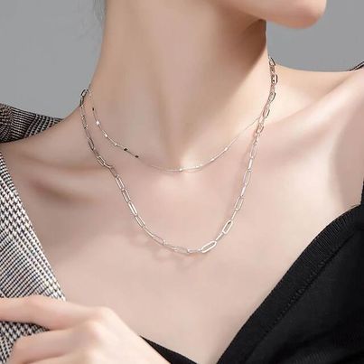 Sweet Choker Necklace Double Link Chain