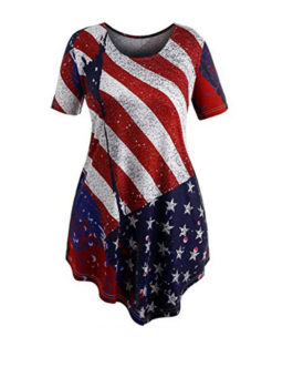Independence Day American Flag Irregular O-Neck Short Sleeve T-shirts
