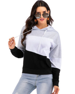 Grey Long Sleeves Cotton Classic Hooded Sweatshirt Cozy Outerwear Hoodie
