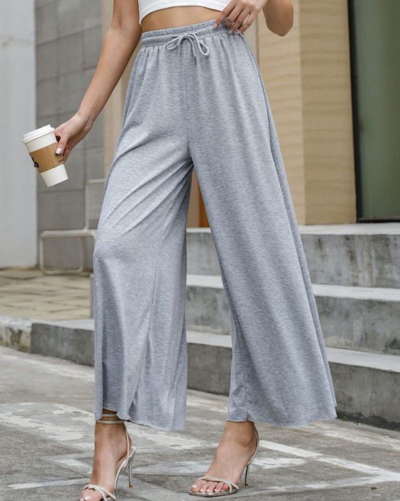 Light Gray Drawstring Oversized Pants
