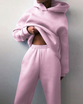 Pink Field Pant Set Athletic Two Pieces Hoodies