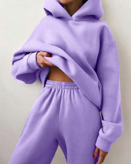 Purple Field Pant Set Athletic Two Pieces Hoodies