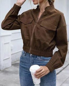 Women’s Vegan Leather Moto Jacket – Front Zipper