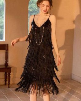 Party Dresses V-Neck Sequins Sleeveless Semi Formal Dress
