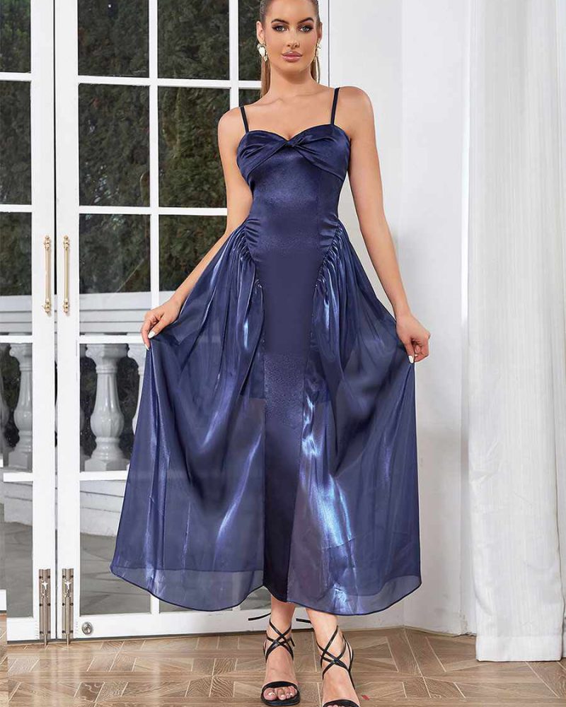 Straps Neck Sleeveless Backless Semi Formal Party Dresses