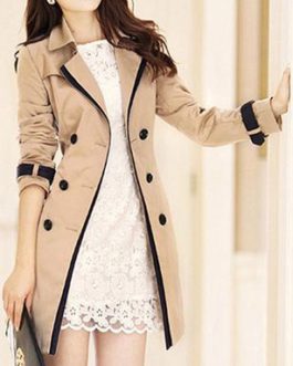 Women’s Contrasting Trim Trench Coat Style Jacket