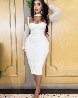 Strapless Backless Sexy Long Sleeves Pencil Bodycon Dresses