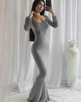 Jewel Neck Casual Long Sleeves Pencil Bodycon Dresses