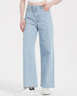 Casual Asymmetrical Waist Denim Bottoms Jeans