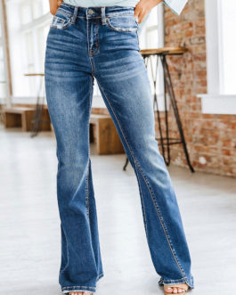 High Rise Cotton Spring Flare Bottom Bootcut Jeans
