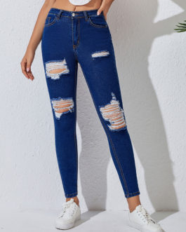 Fashion Distressed Skinny Cotton Bottoms Jeans