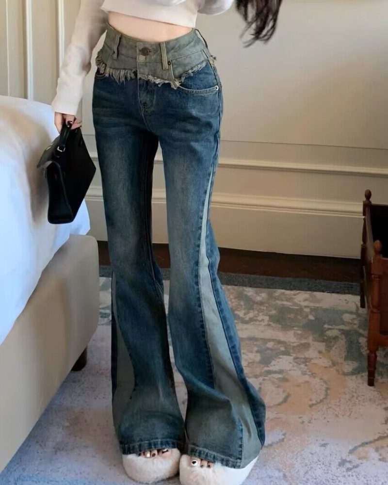 Casual Vintage Baggy Pants Streetwear Flared Denim Jeans
