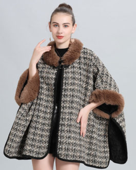 Plaid Cape Spring Outerwear Poncho Coat