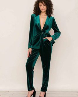 Two Piece Suits Velour Blazer Set Spring Fall Outfit For Women