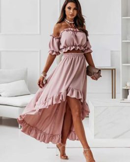 Two Piece Sets Sexy Top Summer Short Sleeves Outfit For Women