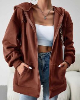 Hooded Jackets Oversized Zipper Chic Casual Jacket For Women