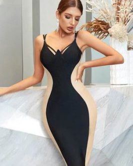 Spaghetti Strap Sexy V Neck Bodycon Dress Outfits