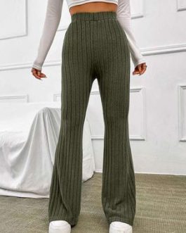 Pants Polyester Raised Waist Trousers