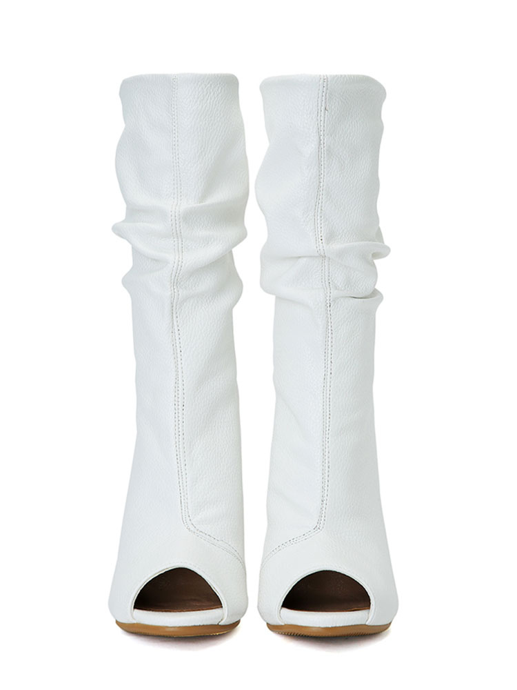 White open toe store boots