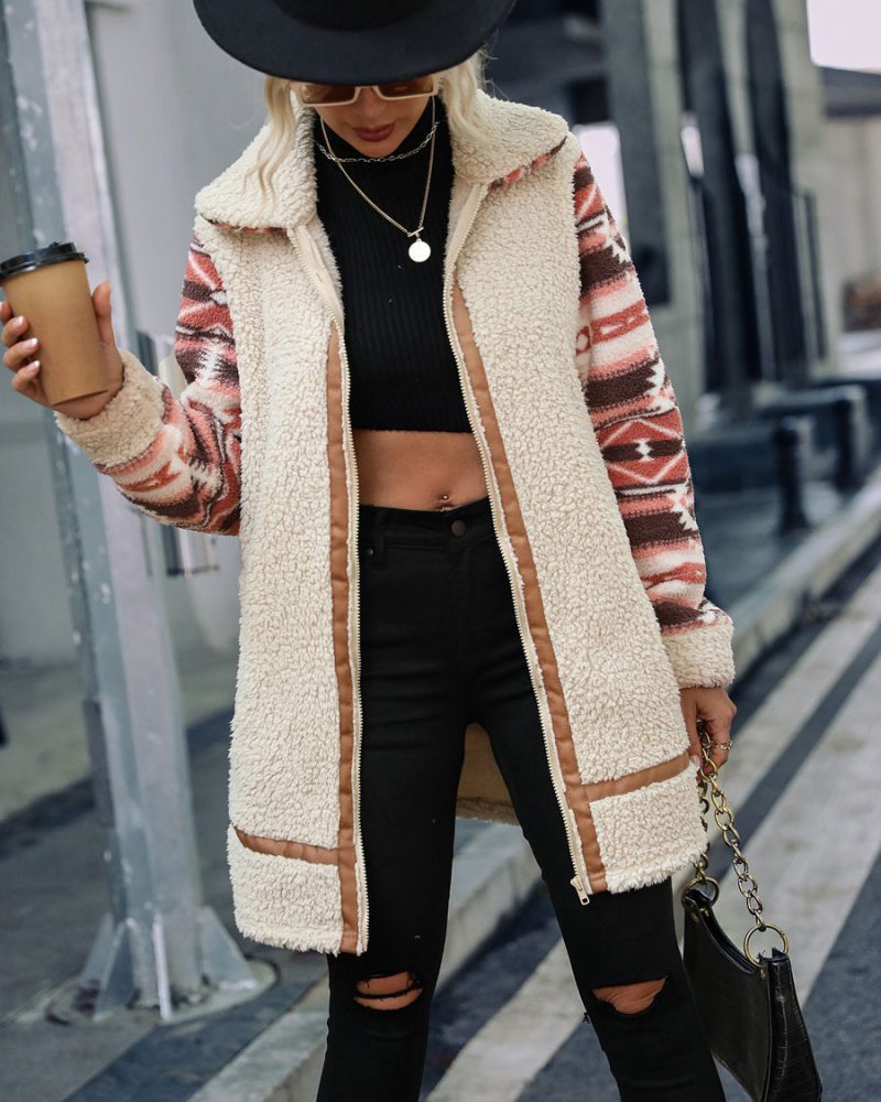 Teddy Coat Bohemian Spring Fall Outerwear For Women