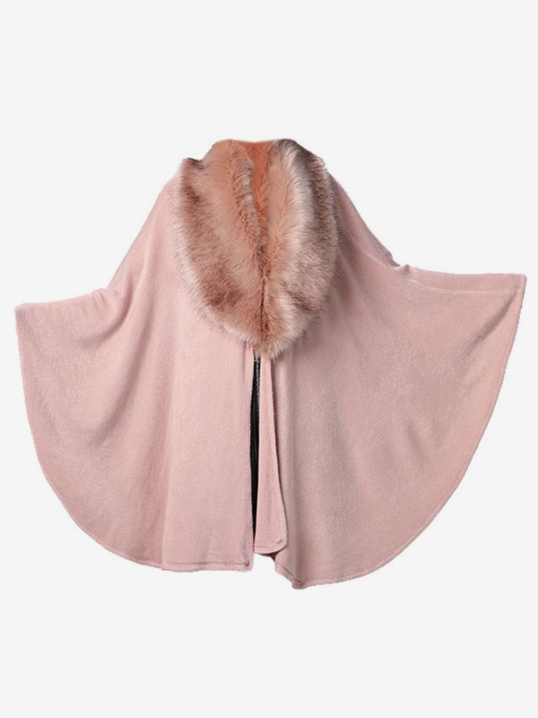Women's Poncho Coat Faux Fur Cape Winter Outerwear 2023