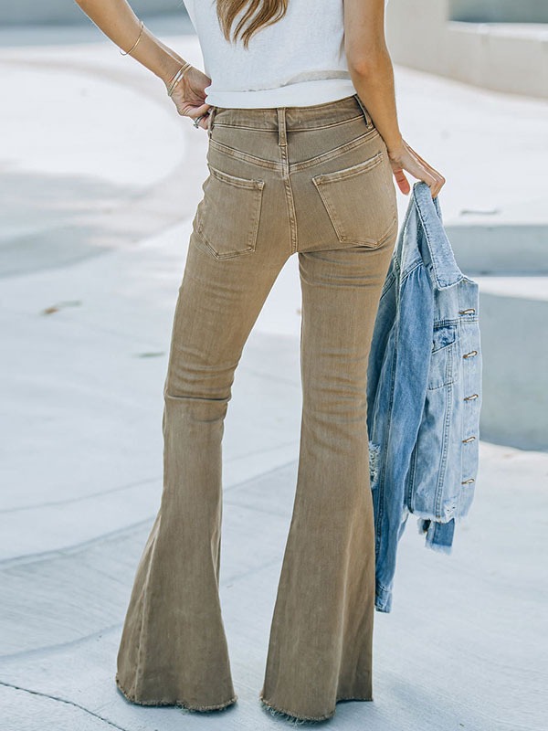Flare Jeans For Woman Camel Cotton Spring Bell Bottoms 2023