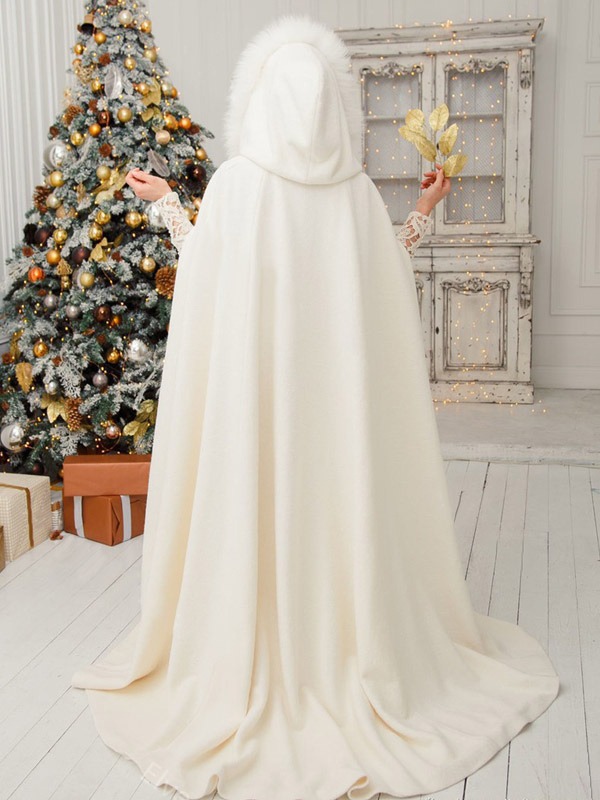 Women Poncho Hooded Ivory Poncho Oversized Faux Fur Cape