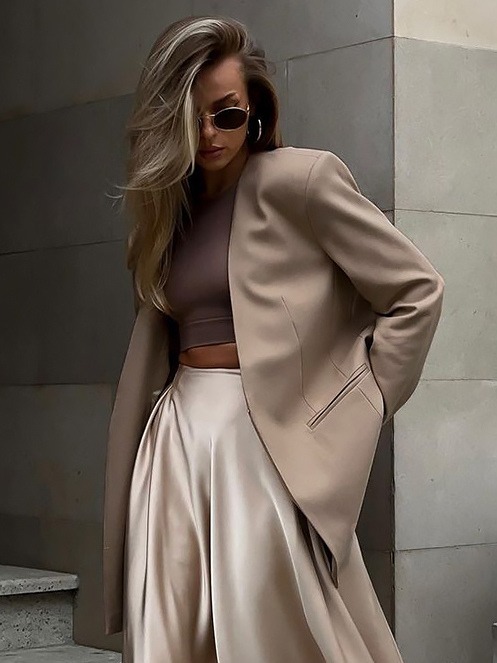 Blazer Jacket For Women Modern V-Neck Long Sleeves Outerwear