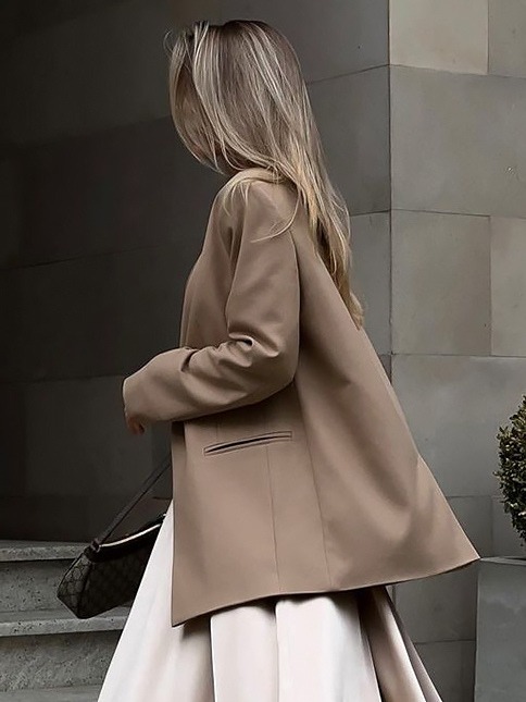 Blazer Jacket For Women Modern V-Neck Long Sleeves Outerwear