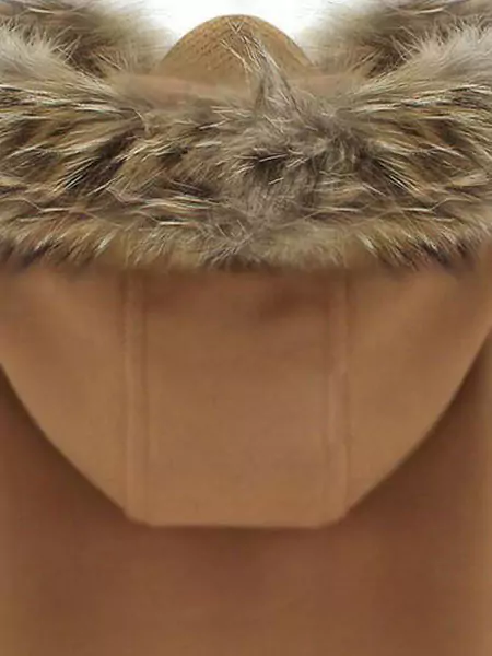 Hooded Cape Coat Double Breast Faux Fur Trim Poncho Cloak For Women