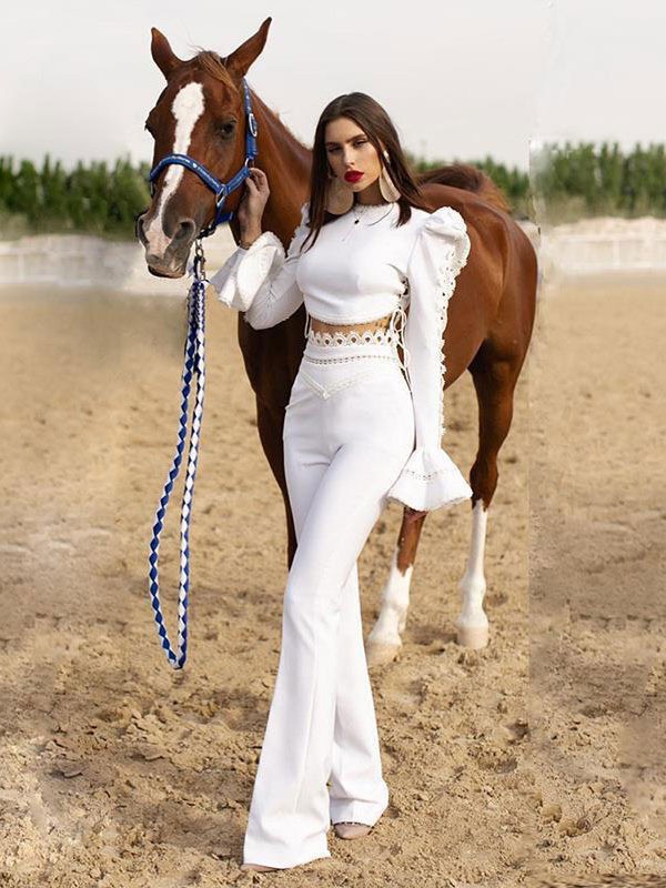 Top And Pant Set Long Sleeve Bridal Wedding Two Piece Sets