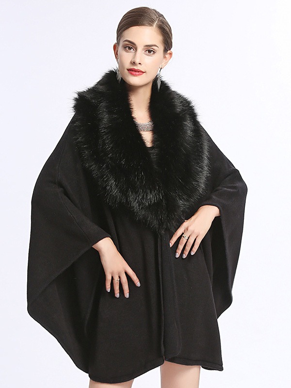 Women's Poncho Coat Faux Fur Cape Winter Outerwear 2023 - Power Day Sale