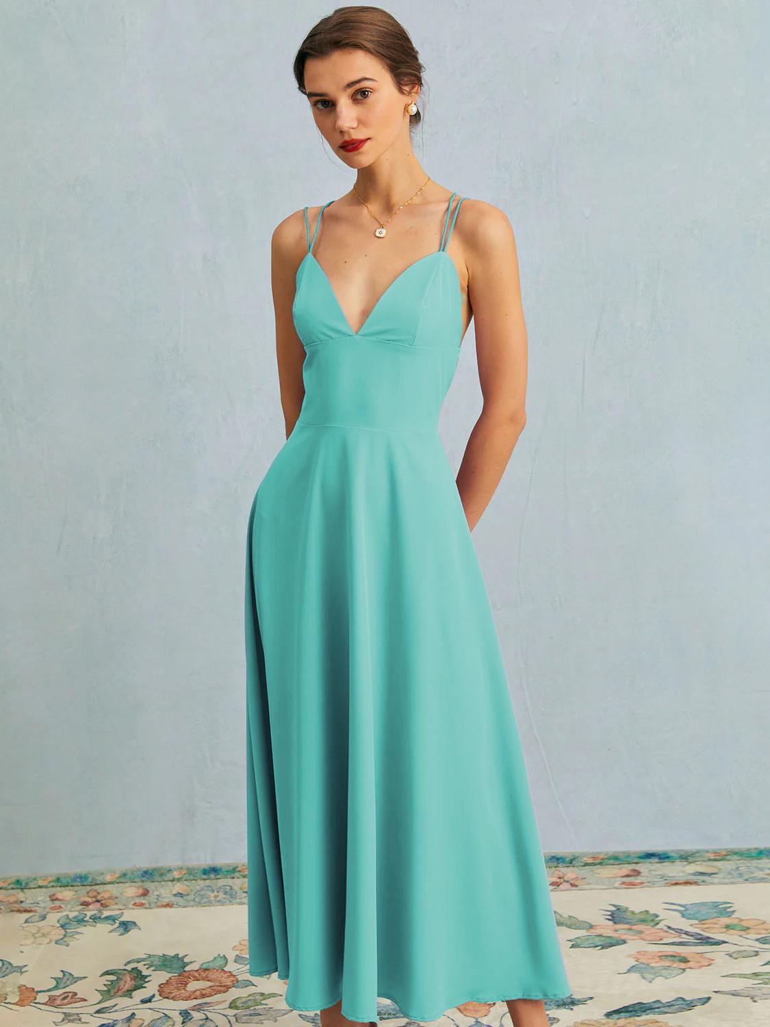 Women Black Dress Spaghetti Straps Sleeveless Pleated Party Dress