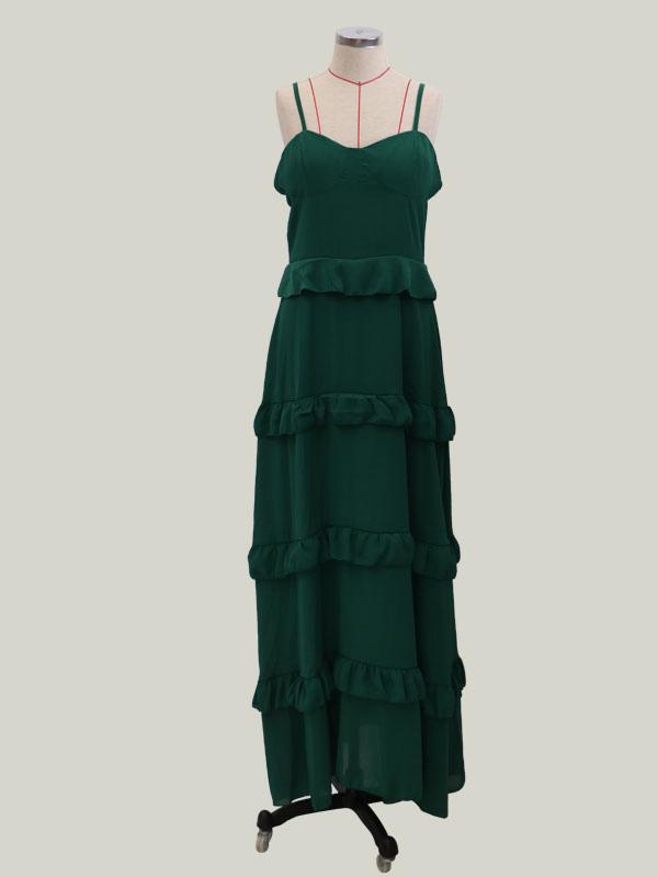 Green Maxi Dresses Sleeveless Straps Neck Sleeveless Floor Length Dress