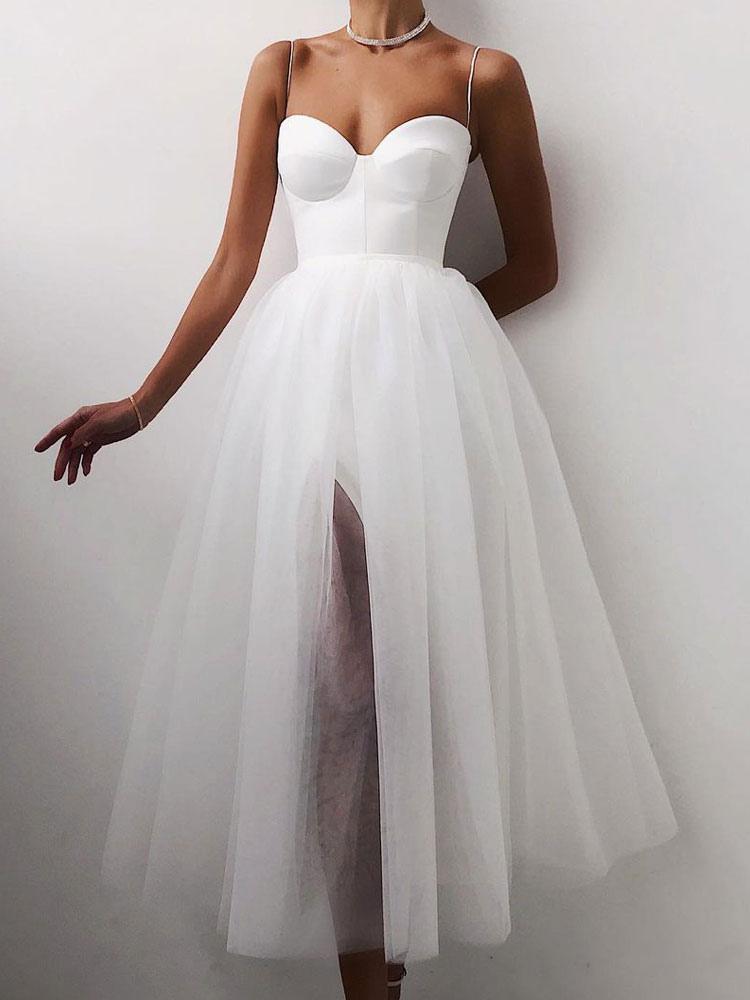 Birthday Little Black Dress Women Sweetheart Sleeveless Tea Length Party Dresses