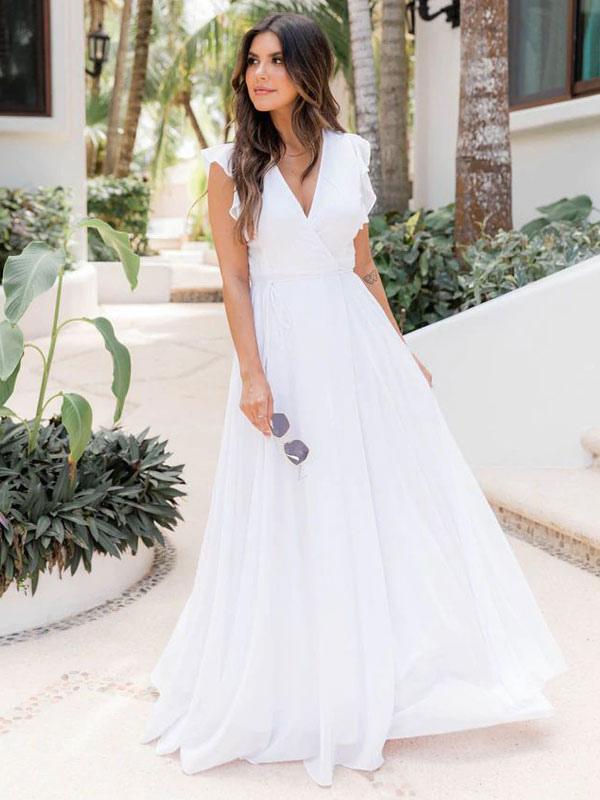 Party Dresses Purple V-Neck Ruffles Sleeveless Semi Formal Dress