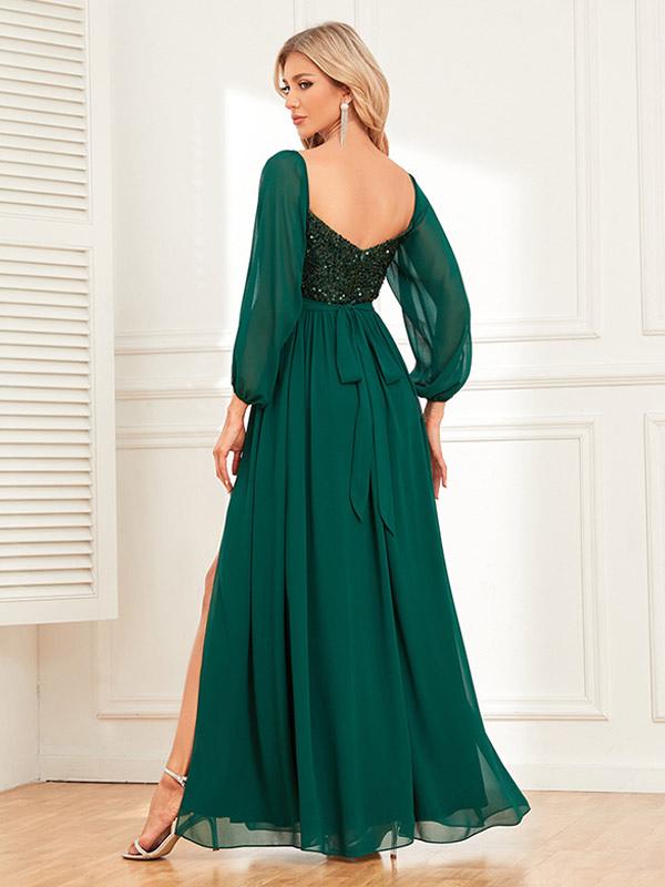 Sequins Off Shoulder Dress Backless High Slit Party Cocktail Maxi Dresses