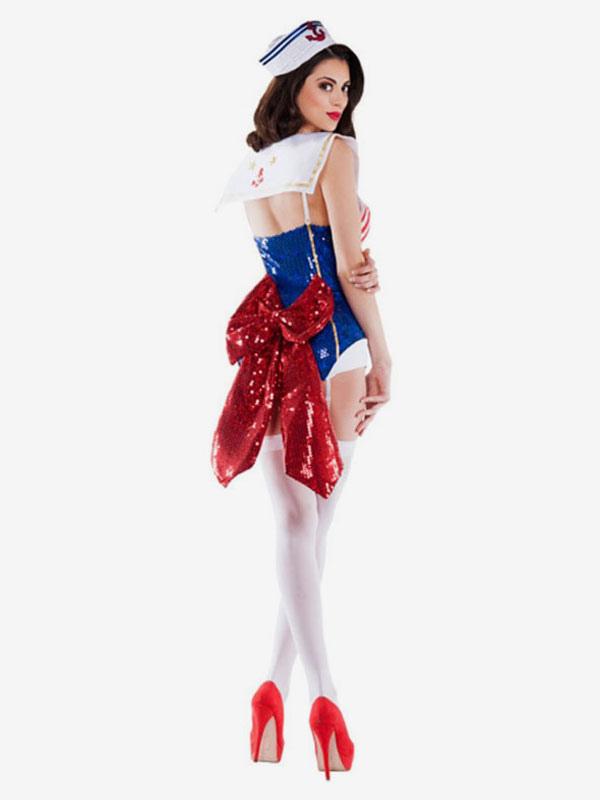 Sailor Costume Bow Tie Sexy Cosplay Gloves Bodysuit For Women