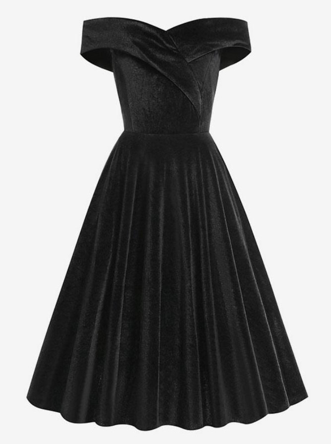 Retro Dress 1950s Audrey Hepburn Style Bateau Neck Sleeveless Medium Swing Dress