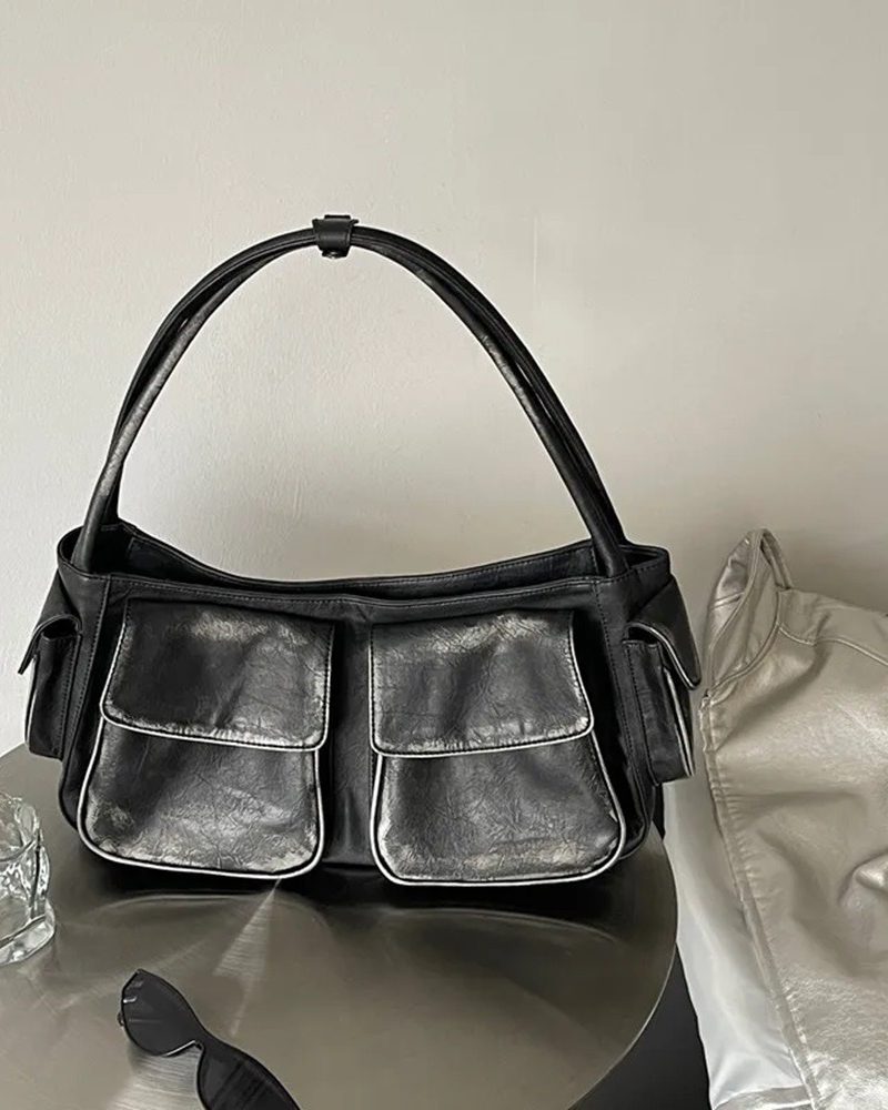 Soft Leather Underarm Tote Handbags