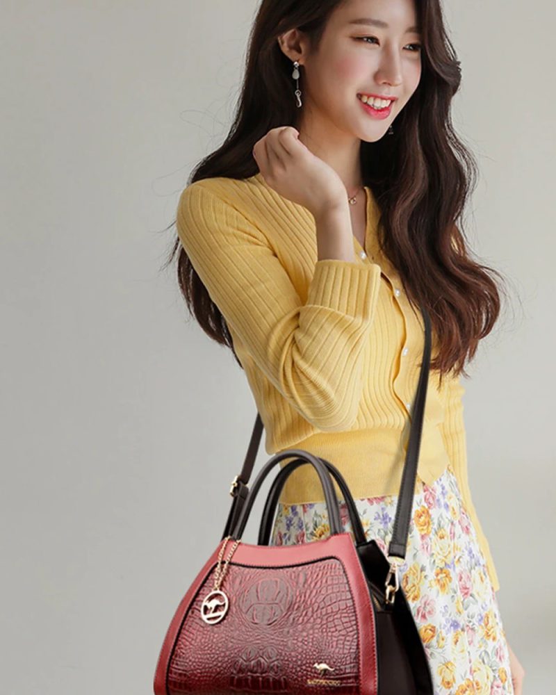 Shoulder Bag Crocodile Pattern Soft Leather Large Capacity Tote Bag Casual Handbag