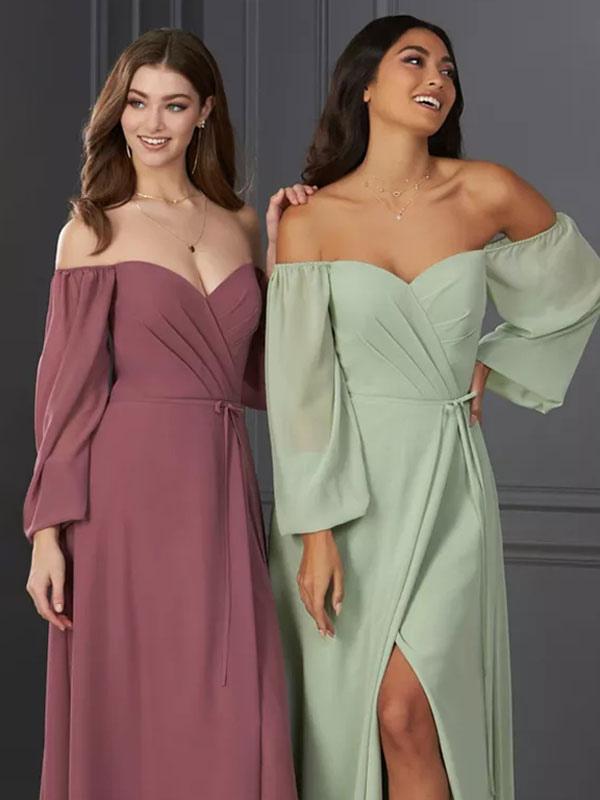 Bridesmaid Dresses Chiffon A-Line Floor-Length Wedding Party Dress