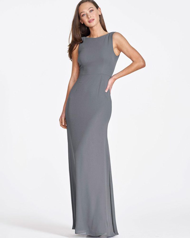 Bridesmaid Dresses Chiffon Sheath Floor-Length Wedding Party Dress