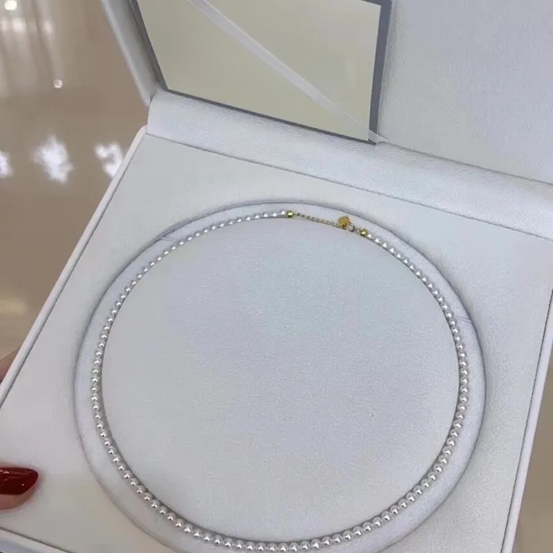 Baby Pearl Chain Premium Super Bright AKOYA Necklace Small Rice Beads Exquisite Collar Chain