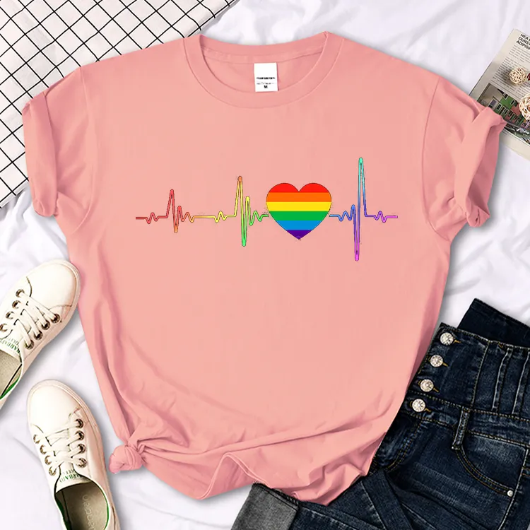 Beating heart Print Casual Tees Clothing Street Style Girl T-Shirts