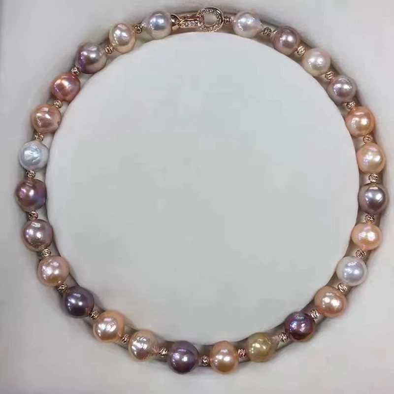 Edison Baroque Pearl Necklace Irregular Wrinkled Skin Colorful Dazzling Dark Fantasy Sweater Chain