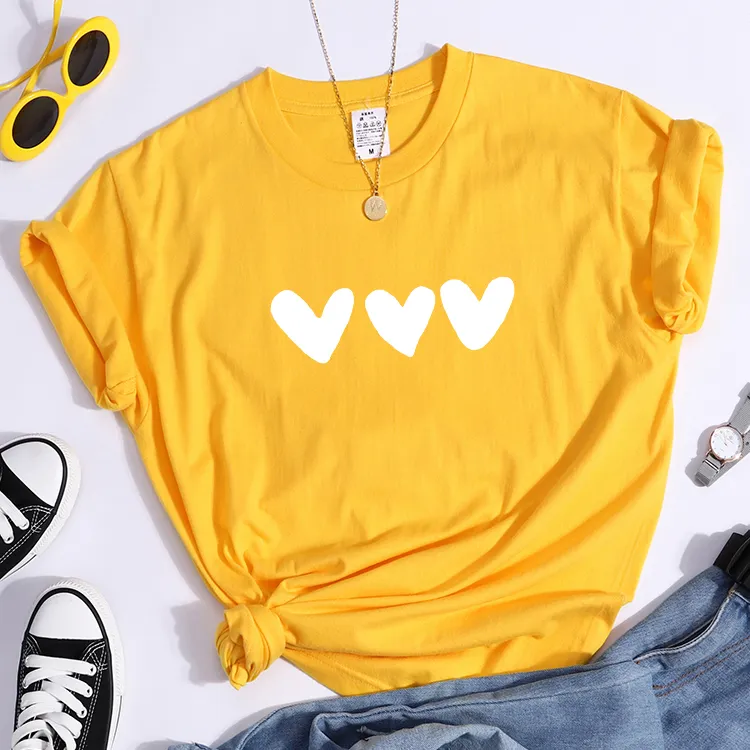 Heart All-Match Summer Comfortable Street Casual Softie Essential Women T-shirts