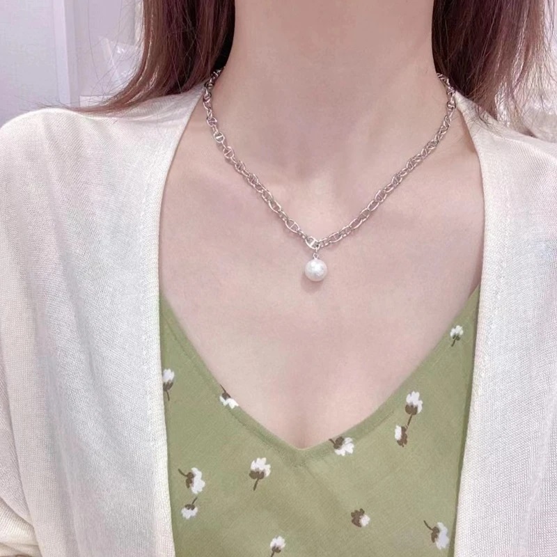 Natural Freshwater True Pearl Pig Nose Necklace Personality Fashion S925 Sterling Silver Jewelry