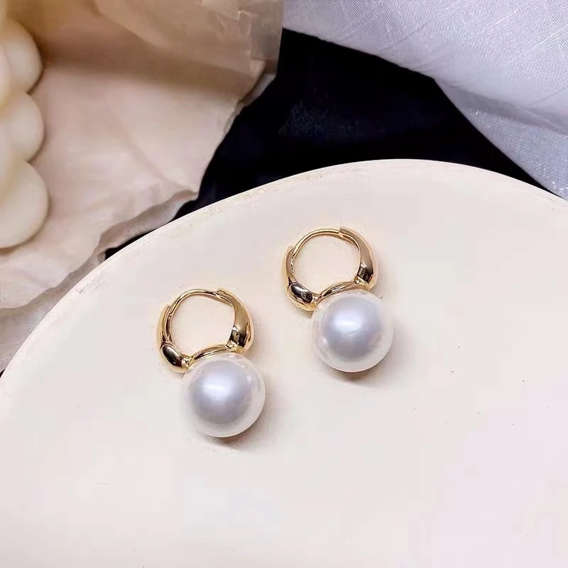 Sterling Pearl Earrings Strong Light Edison Round Fashion Simple Jewelry
